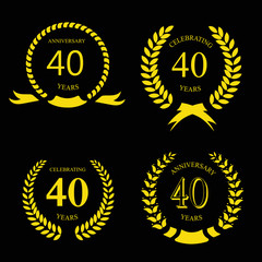 Fototapeta premium forty years anniversary laurel gold wreath set