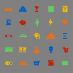 Personal financial color icons on gray background