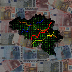 Belgium map with hex code and graphs on euros illustration