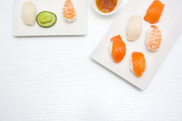 sushi and soy sauce