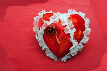 red fabric heart