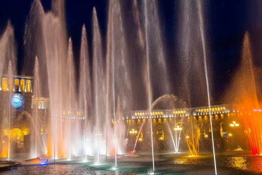 Color-musical fountains in the central Republic Square