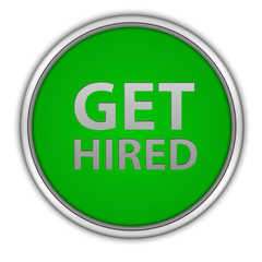 Get hired circular icon on white background