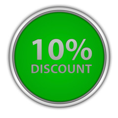Discount ten percent circular icon on white background