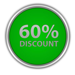 Discount sixty percent circular icon on white background