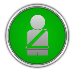 Seat belt circular icon on white background