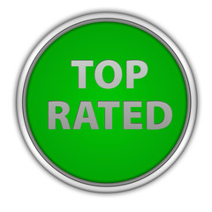 Top rated circular icon on white background