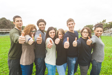 Multiethnic Group of Friends with Thumbs Up