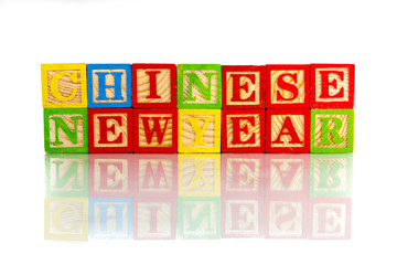 chinese new year reflection on white background