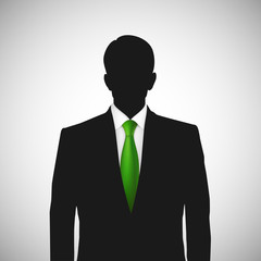 Unknown person silhouette whith green tie