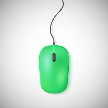 Green computer mouse on white
