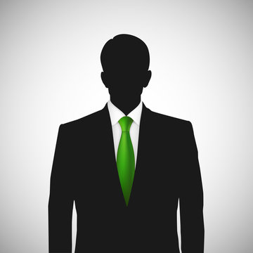 Unknown person silhouette whith green tie