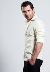 Fototapeta premium Portrait of the young beautiful man.