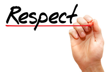 Hand writing Respect with marker, business concept