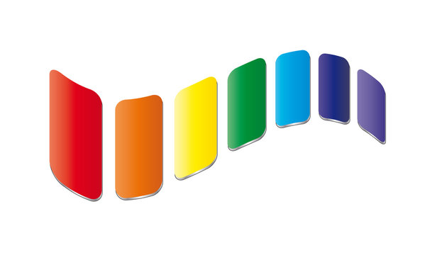 Rechtecke gewellt in den Chakra Farben, Logo f&uuml;r sprirituelle T&auml;tigkeiten, Yoga, Meditation und Esotherik, Vektor, isoliert
