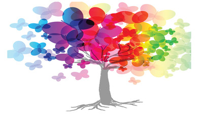 rainbow abstract tree illustration