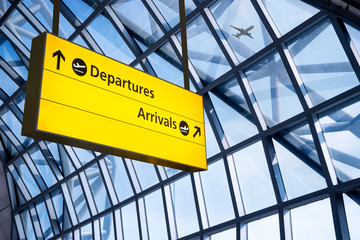 Check in, Airport Departure & Arrival information board sign - 75845344