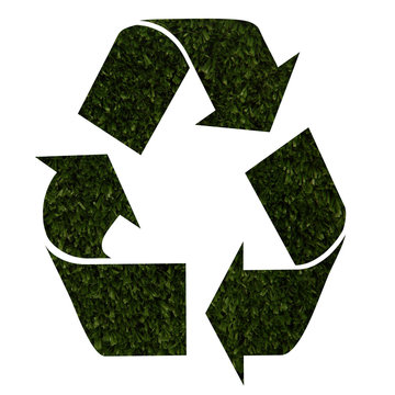 Recycle logo with green grass texture