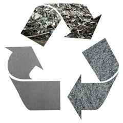 Recycle logo with Aluminium texture