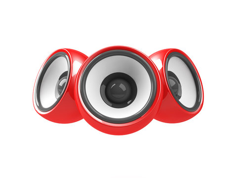 red audio system isolated on the white background