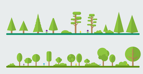 Collection of different flat trees