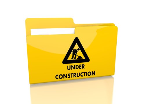 file folder with under construction symbol