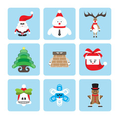 Vector set of christmas character on isolated background
