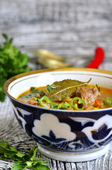 Shurpa - traditional uzbek soup.