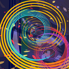 Abstract multicolored blots, splashes and swirles background. Ve