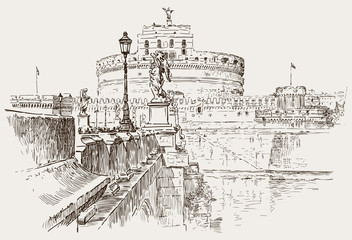 Angel Castle sketch - obrazy, fototapety, plakaty