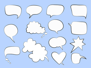 Vector illustration of speech bubbles on a blue backgroung