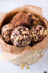 Assorted dark chocolate truffles