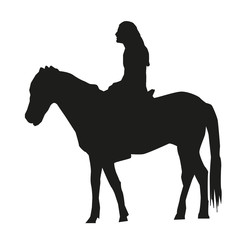Vector isolated silhouette of a man sitting on a horse
