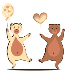 Bear cubs with a heart and a ball.