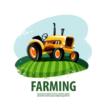 tractor vector logo design template. harvest or farm icon.