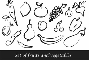 Set of fruits and vegetables - obrazy, fototapety, plakaty