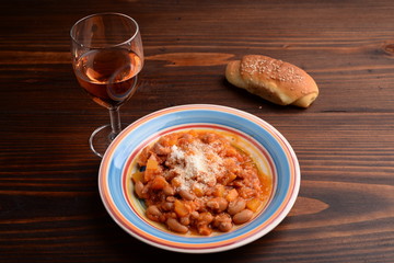 ingredient pumpkin, beans and bacon