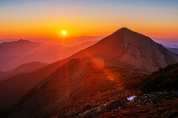 magic sunset in the mountains of Ukraine © standret