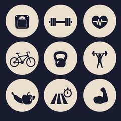 fitness icons set 3 vector illustration, eps10, easy to edit