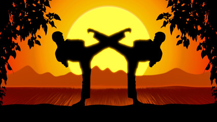 Karate Sunset with Twintree