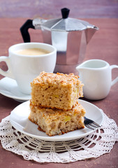 Squares of apple coffee cake