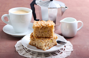 Squares of apple coffee cake