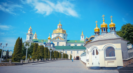 front view of the Cathedral Assumption in Pochaev Lavra and