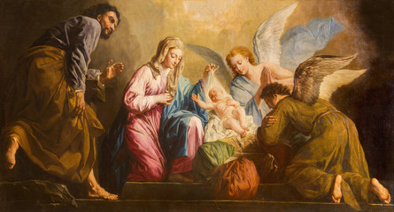 Vienna - Nativity paint in presbytery of Salesianerkirche - obrazy, fototapety, plakaty