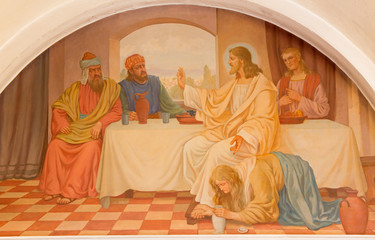 Obraz premium Vienna - The Mary Magdalen wash the feet of Jesus