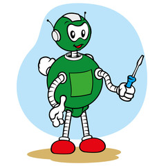 Mascot robot general services and holding tool for repairs