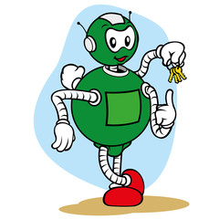 Obraz premium Mascot general service robot and holding lot of key