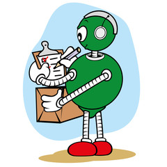 Mascot general service robot and writing clipboard package