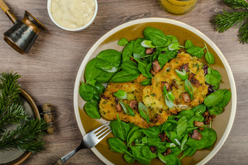 Rabbit steaks with herbs and sour cream