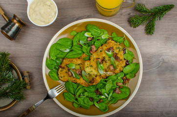 Rabbit steaks with herbs and sour cream